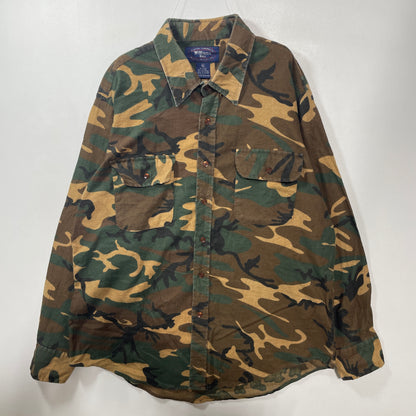 (XL) Vintage WILLIAMS BAY Camo Button-Down Shirt / A1389B
