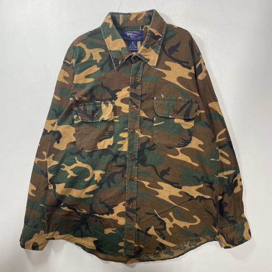 (XL) Vintage WILLIAMS BAY Camo Button-Down Shirt / A1389B