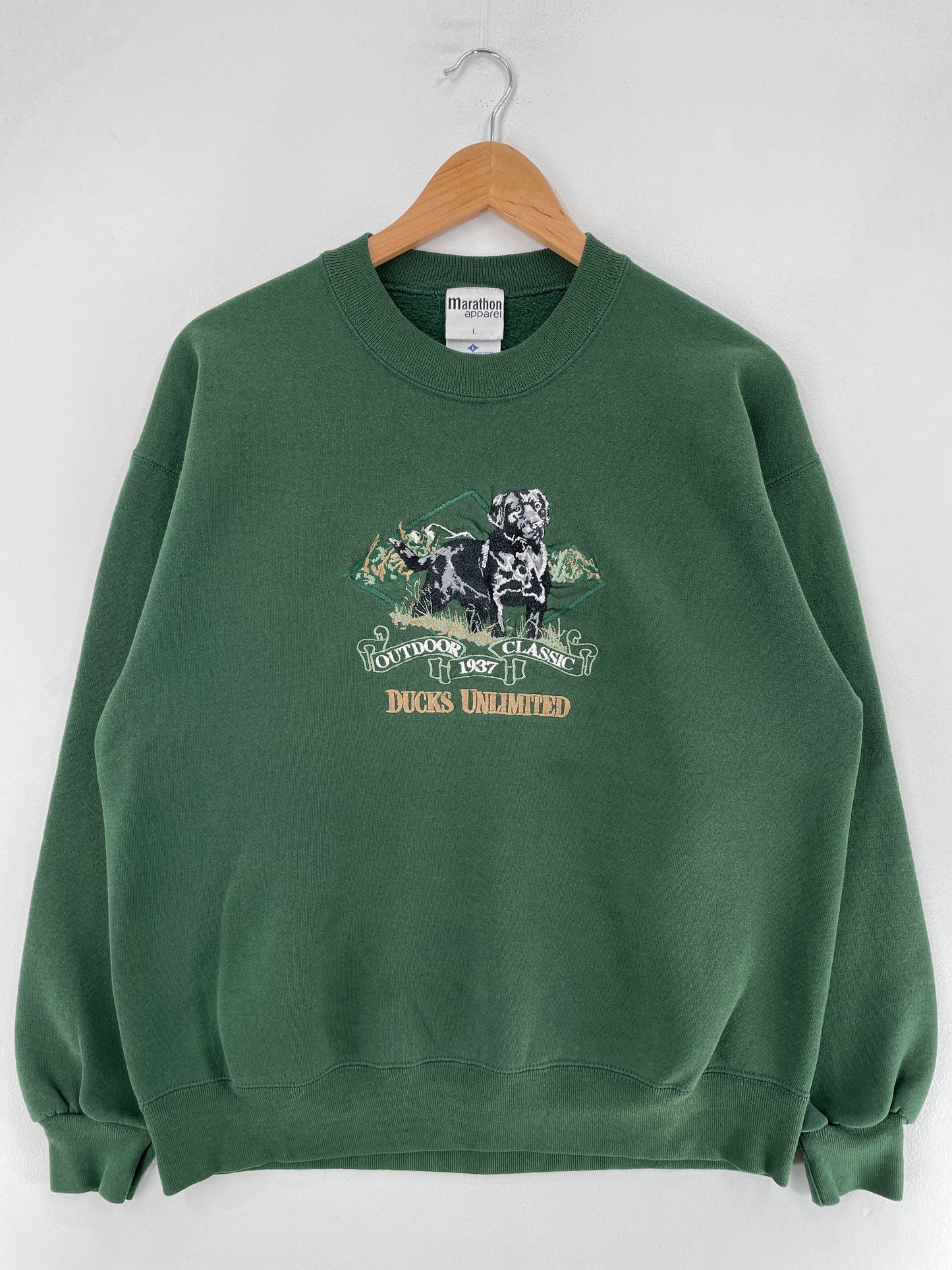 90's DOG DUCKS UNLIMITED Made in USA Size L Vintage Sweat-Shirt / F3784S