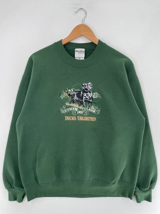 90's DOG DUCKS UNLIMITED Made in USA Size L Vintage Sweat-Shirt / F3784S