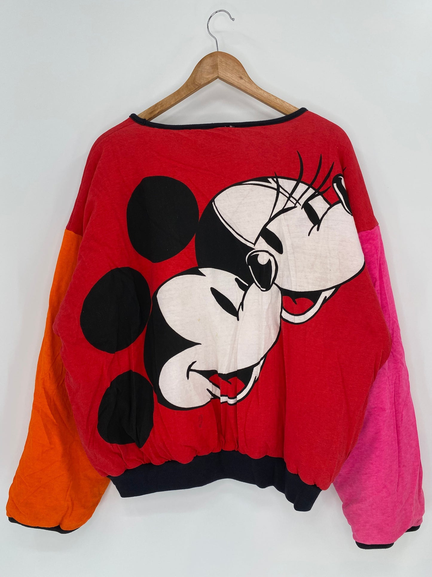 80's MICKEY MINNIE Padded Size No tag (Approx.XL) Reversible Vintage Sweat-Shirt / F5846S