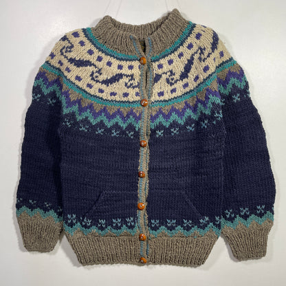 (Ladies. L) Vintage NUCA HUASI ECUADOR Hand Knit Wool Sweater / A1062K