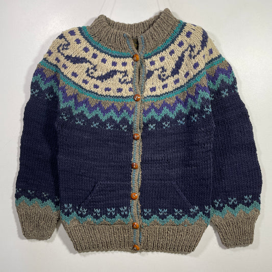 (Ladies. L) Vintage NUCA HUASI ECUADOR Hand Knit Wool Sweater / A1062K