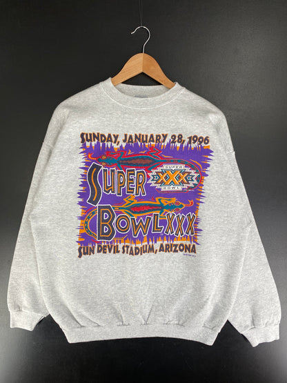 1996 SUPER BOWL XXX Made in USA Vintage Size L Sports Sweat-shirt / F8938S