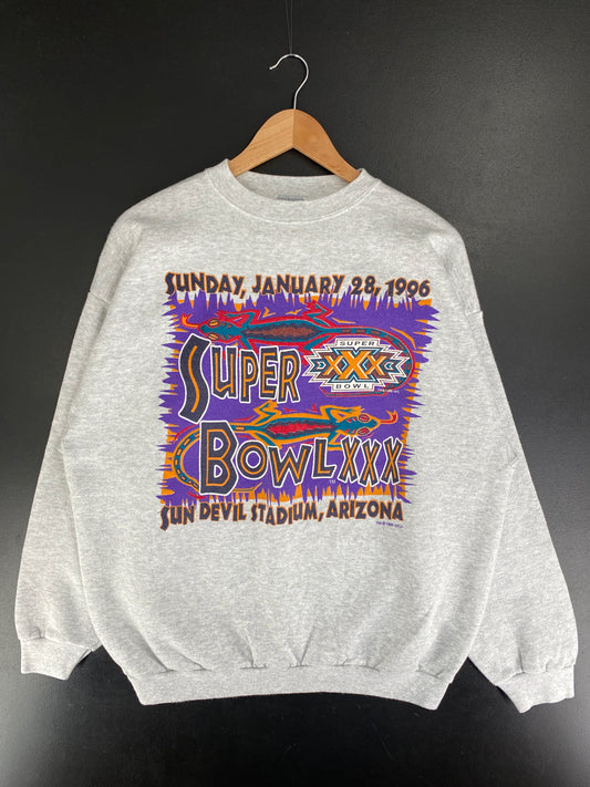 1996 SUPER BOWL XXX Made in USA Vintage Size L Sports Sweat-shirt / F8938S
