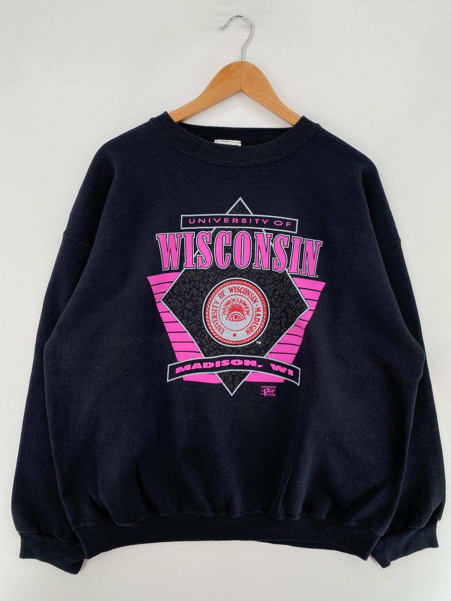 90's WISCONSIN Made in USA Size Approx. XL Vintage College Sweat-Shirt / F9215S