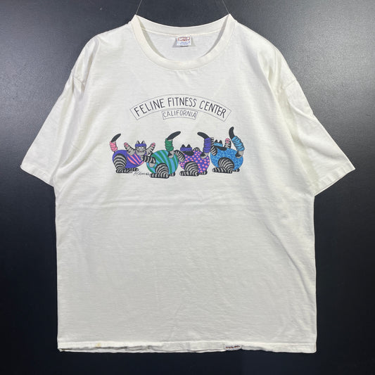 (XL) 80's CRAZY SHIRT FELINE FITNESS CENTER Vintage T-Shirt / A0813T