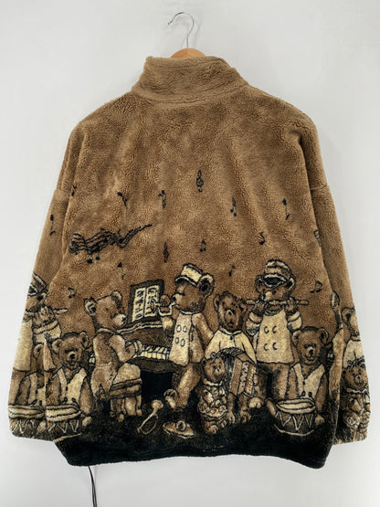 90's BEAR MARCHING BAND Size L Vintage Zip Up Fleece Jacket / F6567F