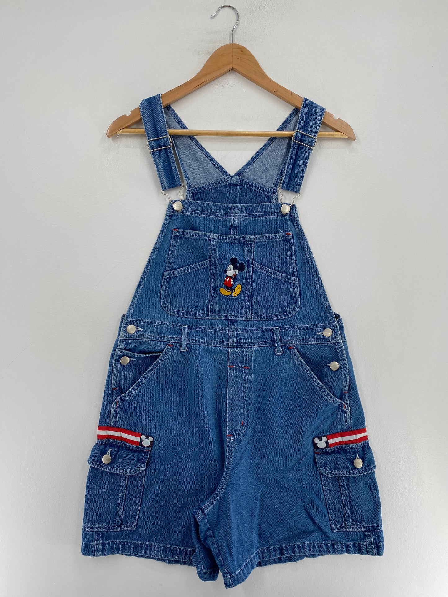 Vintage DISNEY MICKEY Size M Denim Overall Shorts / G3207P