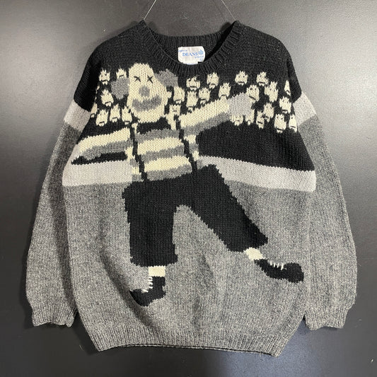 (L) Vintage CLOWN Wool Knit Sweater / A1196K