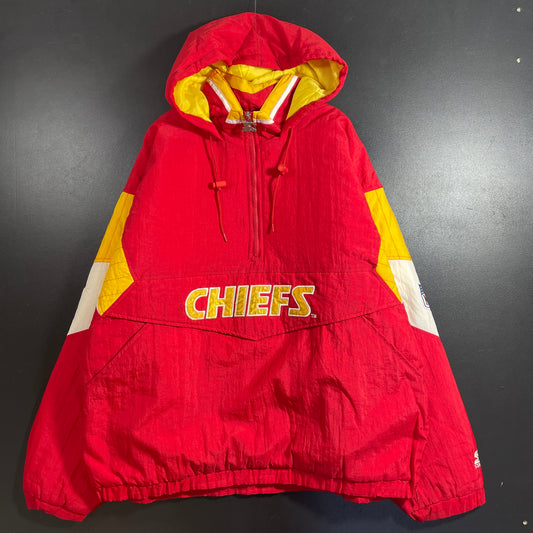 (XL) 90's STARTER x KANSAS CITY CHIEFS Vintage NFL Padded Nylon Jacket / A1364N