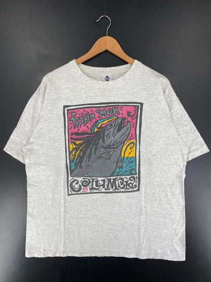 90's COLUMBIA FISHING Made in USA Size XL Vintage T-Shirt / F9995T