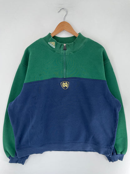 Vintage ADIDAS x NOTRE DAME Size L College Half-zip Sweat-Shirt / F5051S