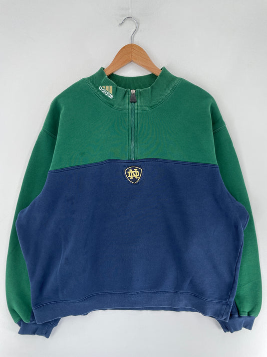 Vintage ADIDAS x NOTRE DAME Size L College Half-zip Sweat-Shirt / F5051S