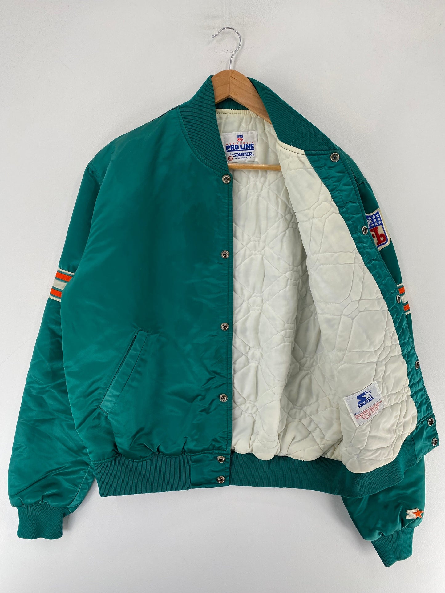 90's STARTER x MIAMI DOLPHINS Made in USA Size L Vintage NFL Nylon Jacket / F6228N