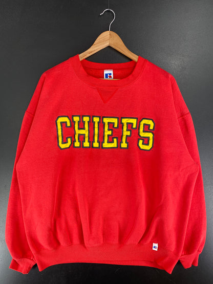 90's RUSSELL x KANSAS CITY CHIEFS Made in USA Size XXL Vintage NFL Sweat-Shirt / F5207S
