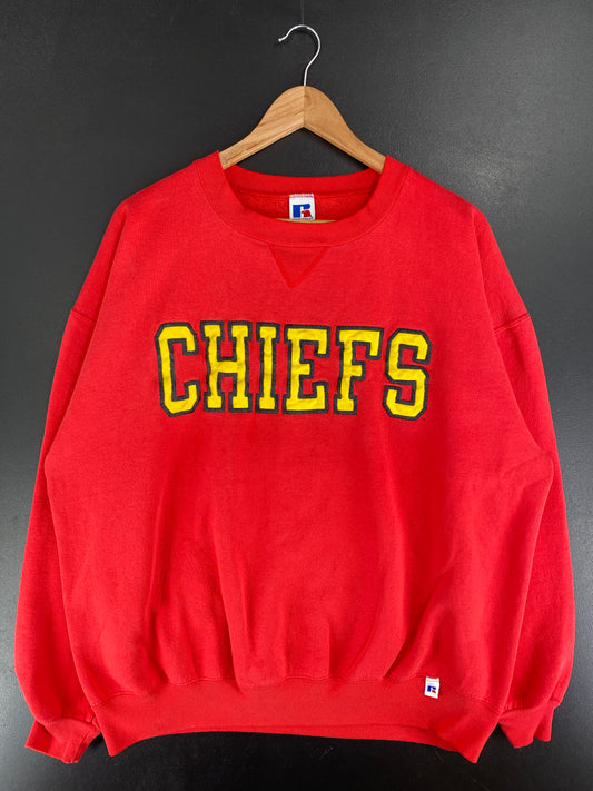 90's RUSSELL x KANSAS CITY CHIEFS Made in USA Size XXL Vintage NFL Sweat-Shirt / F5207S