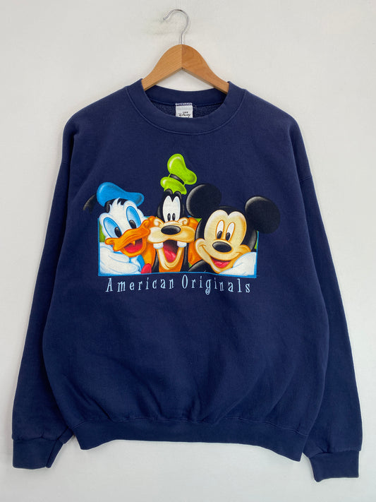 90's DISNEY MICKEY AND FRIENDS Made in USA Size L Vintage Sweat-Shirt / G6200S