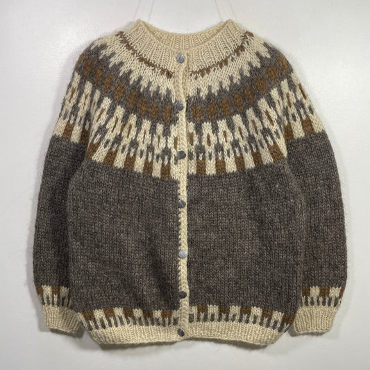 (Ladies. L) Vintage ICE LOOK Hand Knit Wool Sweater / A1059K