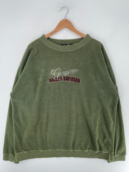 90's HARLEY DAVIDSON Made in USA Size XL Vintage Racing Fleece / G4280F