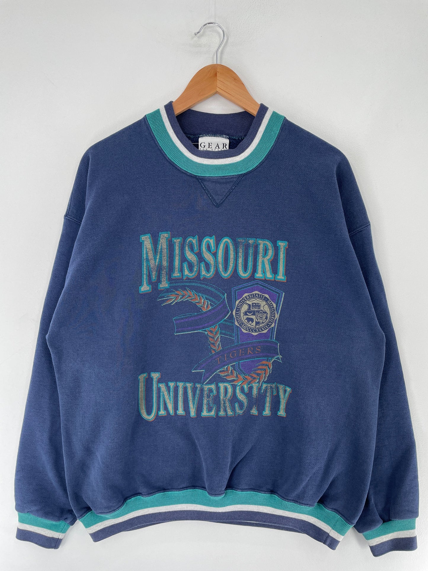90's MISSOURI UNIVERSITY TIGERS Made in USA Size L Vintage College Sweat-shirt / G4474S