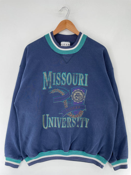 90's MISSOURI UNIVERSITY TIGERS Made in USA Size L Vintage College Sweat-shirt / G4474S