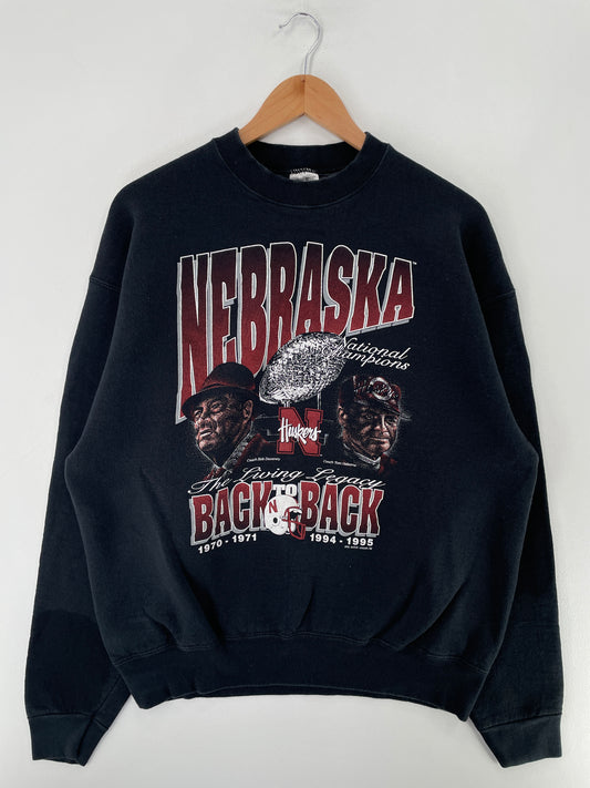 1996 NEBRASKA HUSKERS Made in USA Size XL Vintage College Sweat-Shirt / F7909S