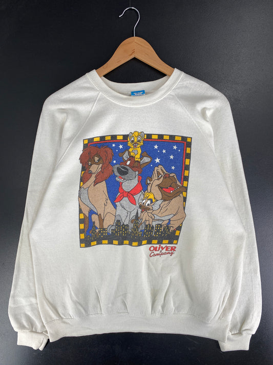 80's DISNEY OLIVER & COMPANY Made in USA Size XL Vintage Sweat-Shirt / F6734S