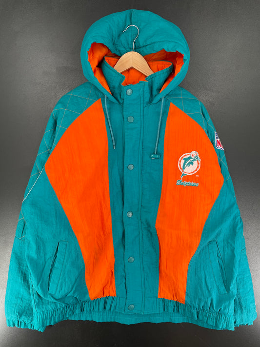 .90's STARTER x MIAMI DOLPHINS Size L Vintage NFL Padded Nylon Jacket / F3333N