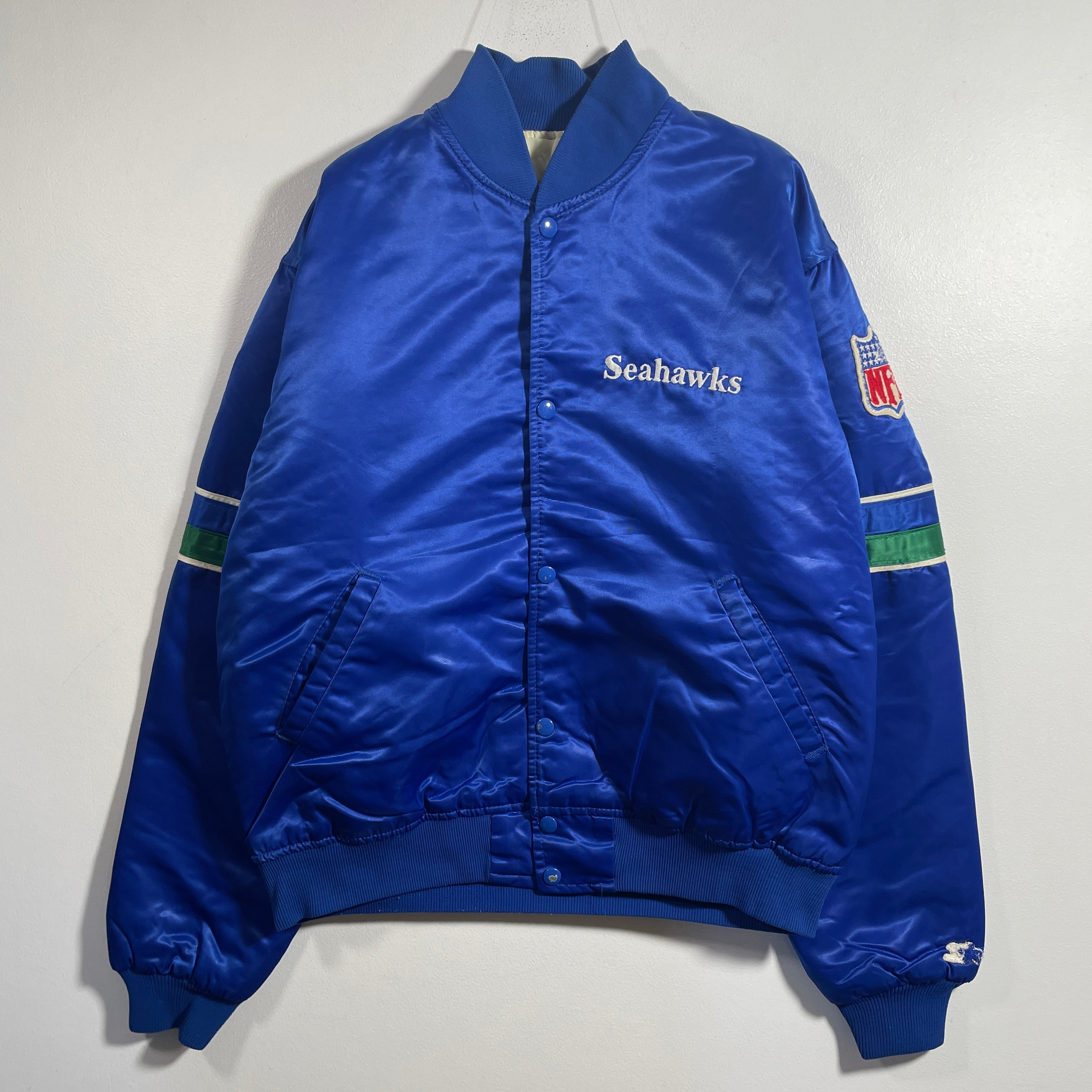 SEA HAWKS STARTERジャケットスターターVINTAGEヴィンテージ Vintage 1990's STARTER Seattle Seahawks BLACK Satin Jacket Sz. M