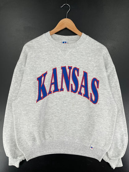 90's RUSSELL x KANSAS Made in USA Size L Vintage College Sweat-Shirt / F3327S