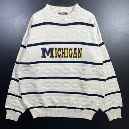 (L) 90’s MICHIGAN Vintage College Cotton Knit sweater / A1051S