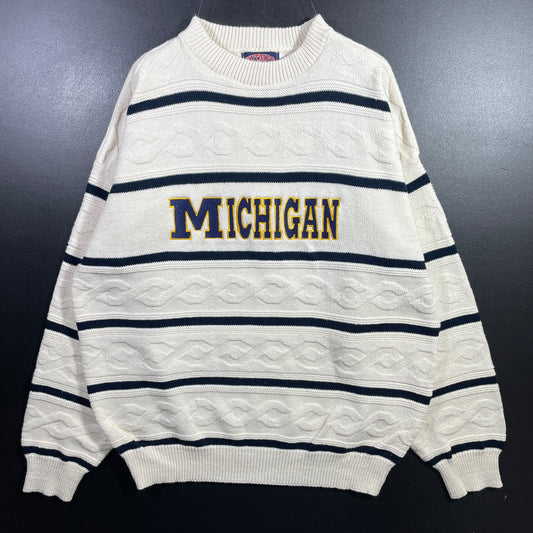 (L) 90’s MICHIGAN Vintage College Cotton Knit sweater / A1051S
