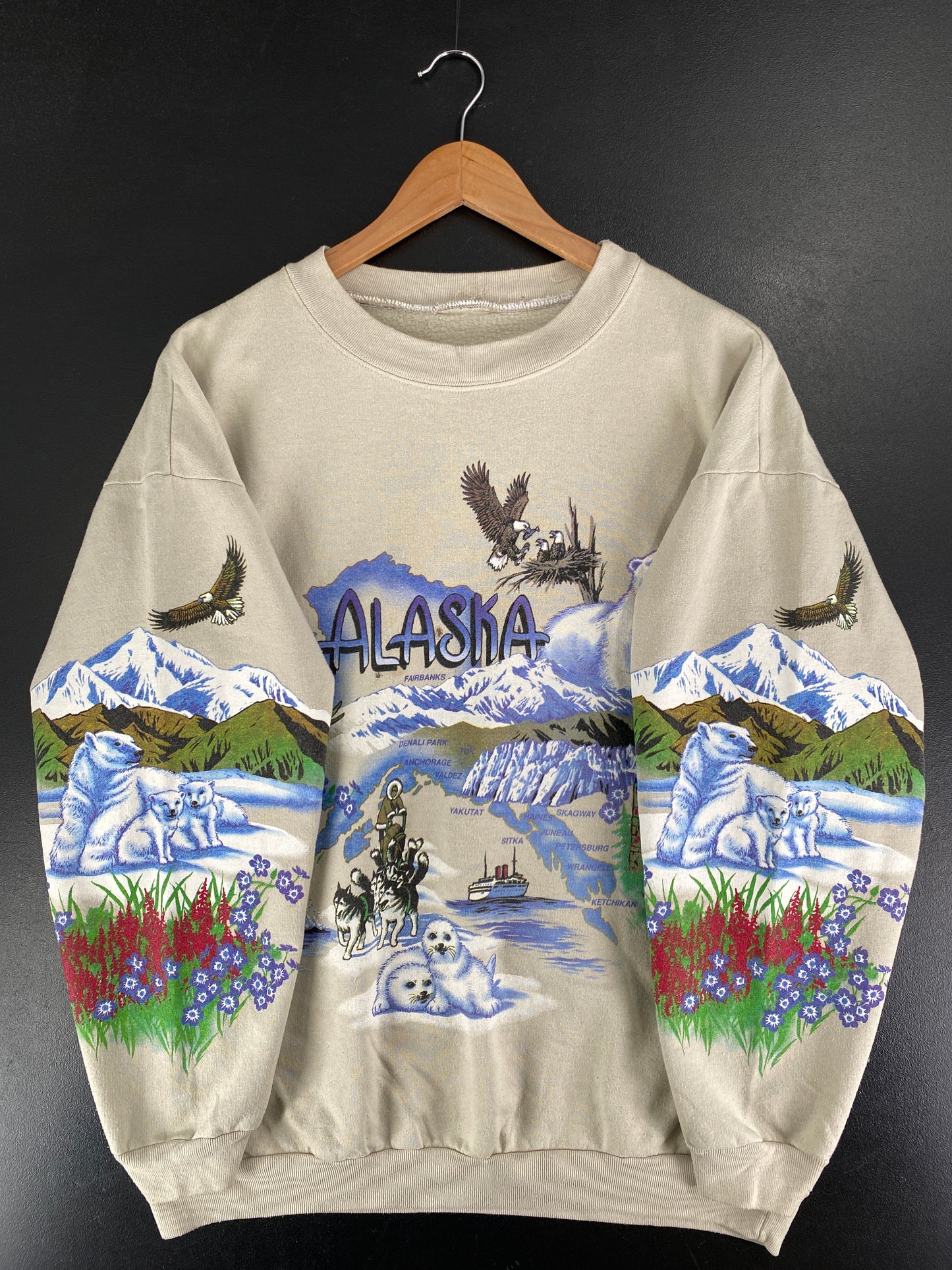 Vintage ALASKA FAIRBANKS Size No tag Approx. L Animal Sweat-Shirt / F5229S