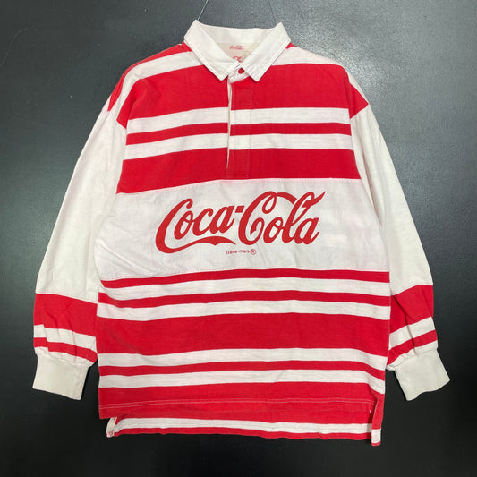 (L) 80's COCA COLA Vintage Rugby Shirt / A1542R
