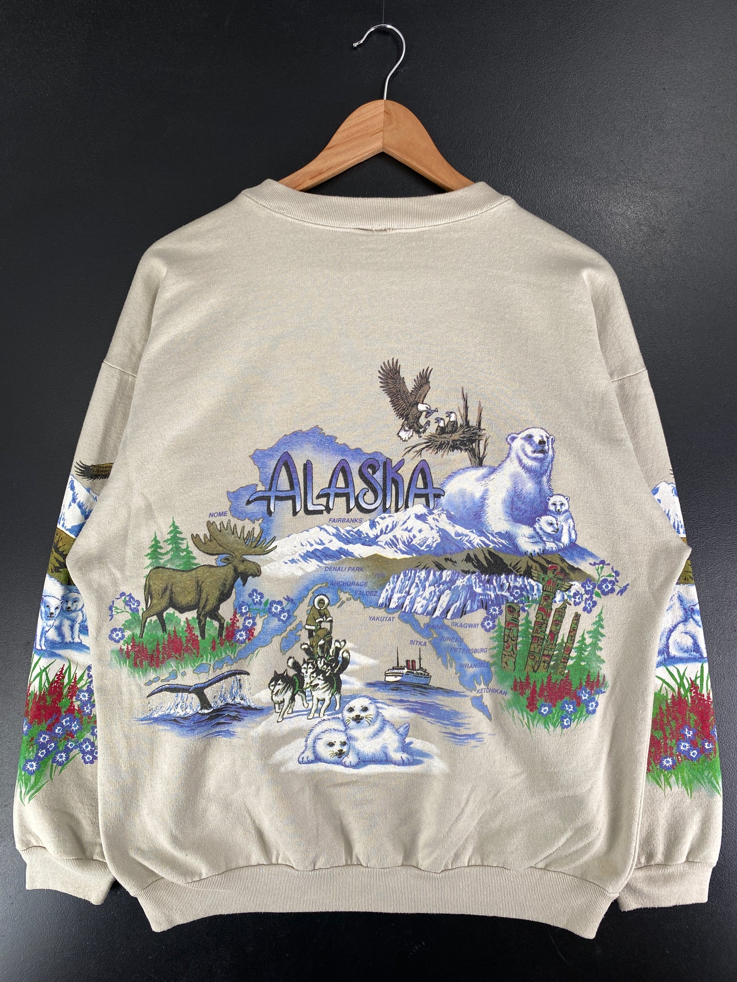 Vintage ALASKA FAIRBANKS Size No tag Approx. L Animal Sweat-Shirt / F5229S