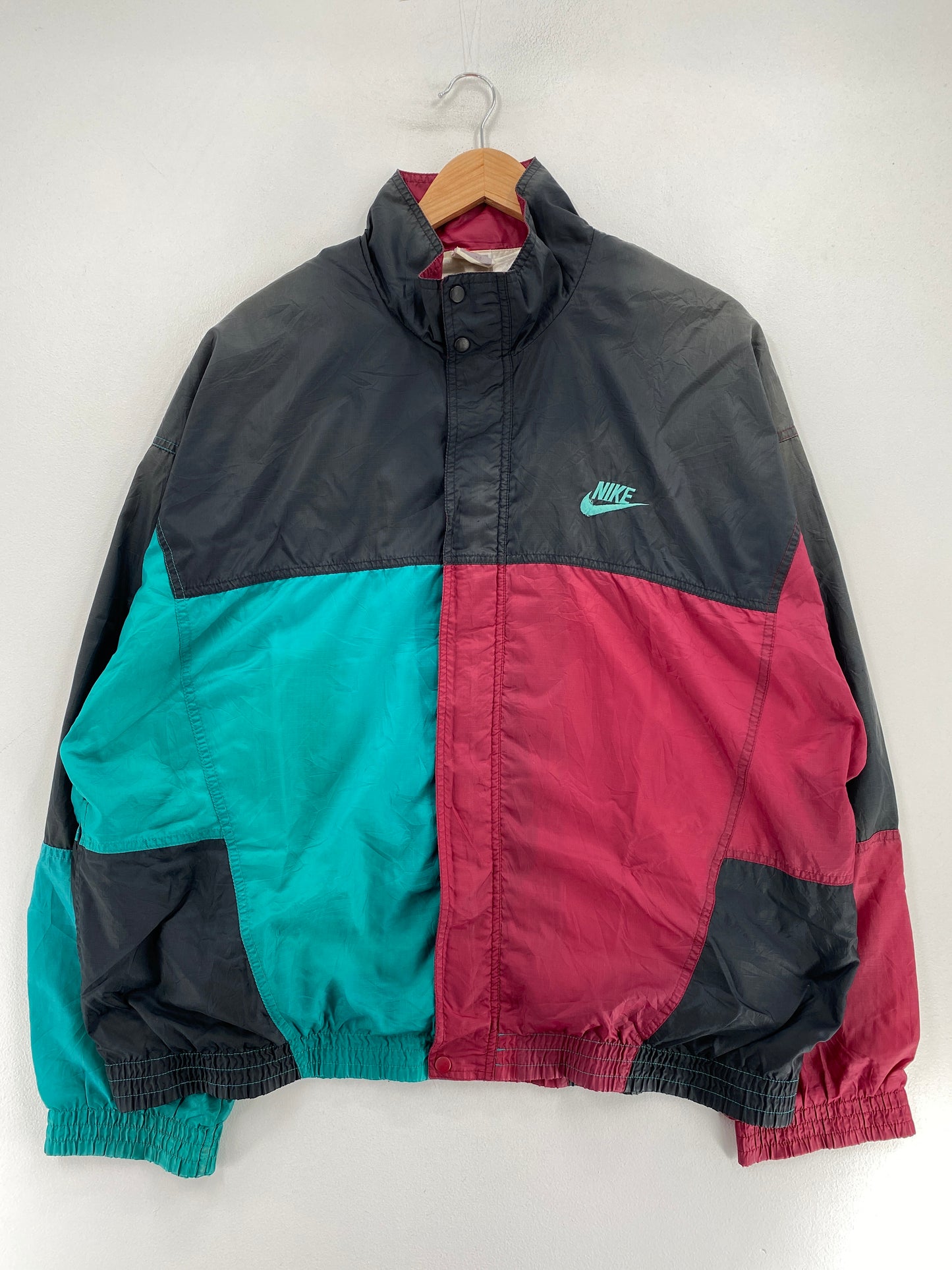 90's NIKE SILVER TAG Size L Vintage Zip-up Nylon Jacket / G3216N