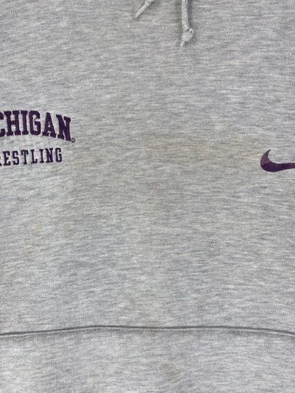 90's NIKE x MICHIGAN WRESTLING Size XL Vintage College Hoodie Sweat Shirt / G505S