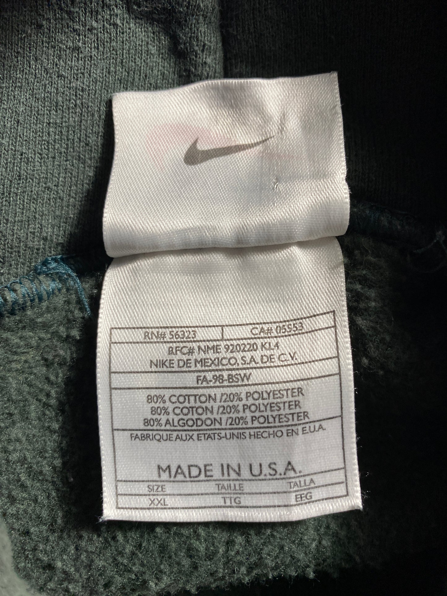 90’s NIKE Made in USA Size XXL Vintage Hoodie Sweat-Shirt / F5195S