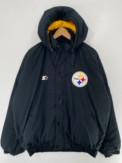.90’s STARTER x PITTSBURGH STEELERS Size L NFL Padded Nylon Jacket / F3168N
