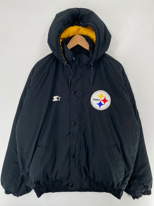 .90’s STARTER x PITTSBURGH STEELERS Size L NFL Padded Nylon Jacket / F3168N