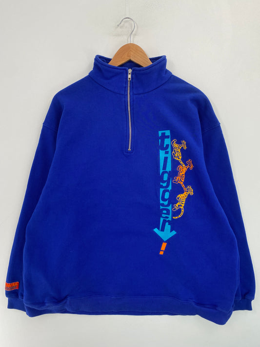 00' DISNEY TIGGER Size XL Vintage Half Zip Sweat-shirt / G5399S