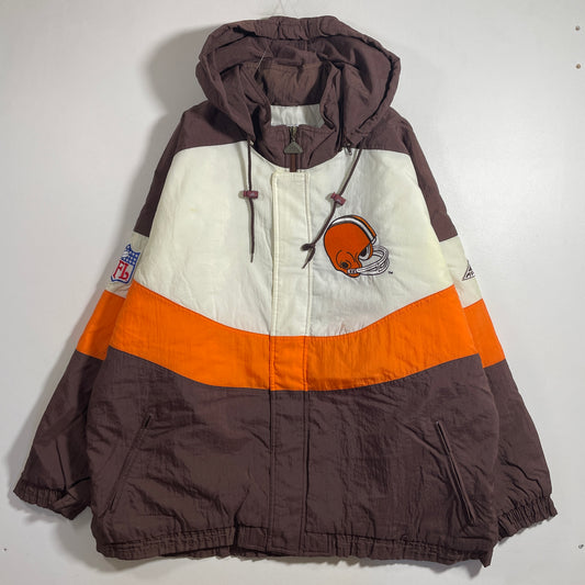 (XXL) 90's CLEVELAND BROWNS Vintage NFL Padded Nylon Jacket / A1363N