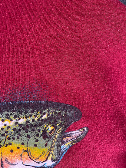 90's TROUT Made in USA Size XL Vintage Animal Sweat-Shirt / G959S