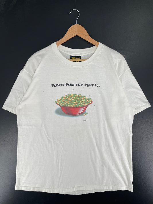 90's "PLEASE PASS THE PROZAC" Made in USA Size XL Vintage T-Shirts / F3578T