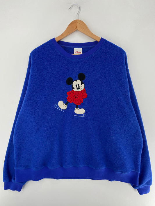 00' DISNEY MICKEY CHRISTMAS Size XL Vintage Fleece Sweat-shirt / F6168S