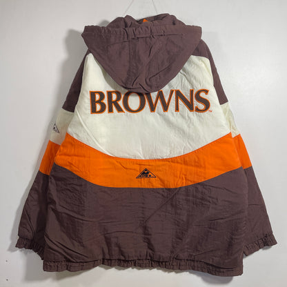 (XXL) 90's CLEVELAND BROWNS Vintage NFL Padded Nylon Jacket / A1363N