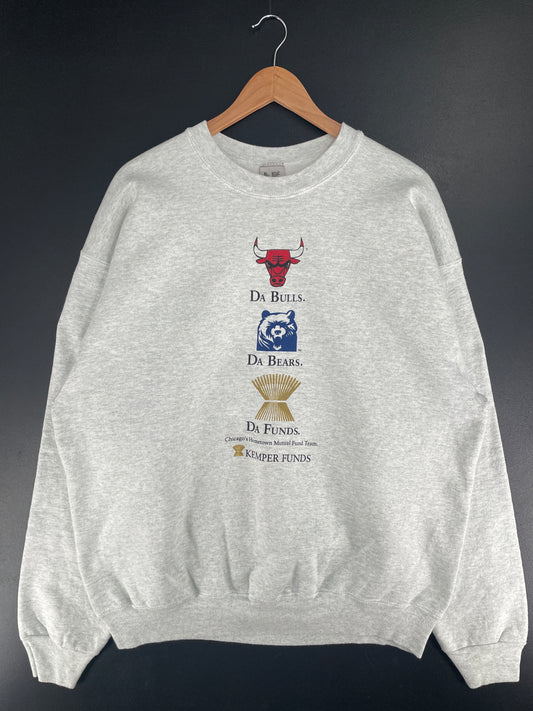 90's CHICAGO BULLS BEARS Made in USA Size XL Vintage NFL NBA Sweat-Shirt / F4361S