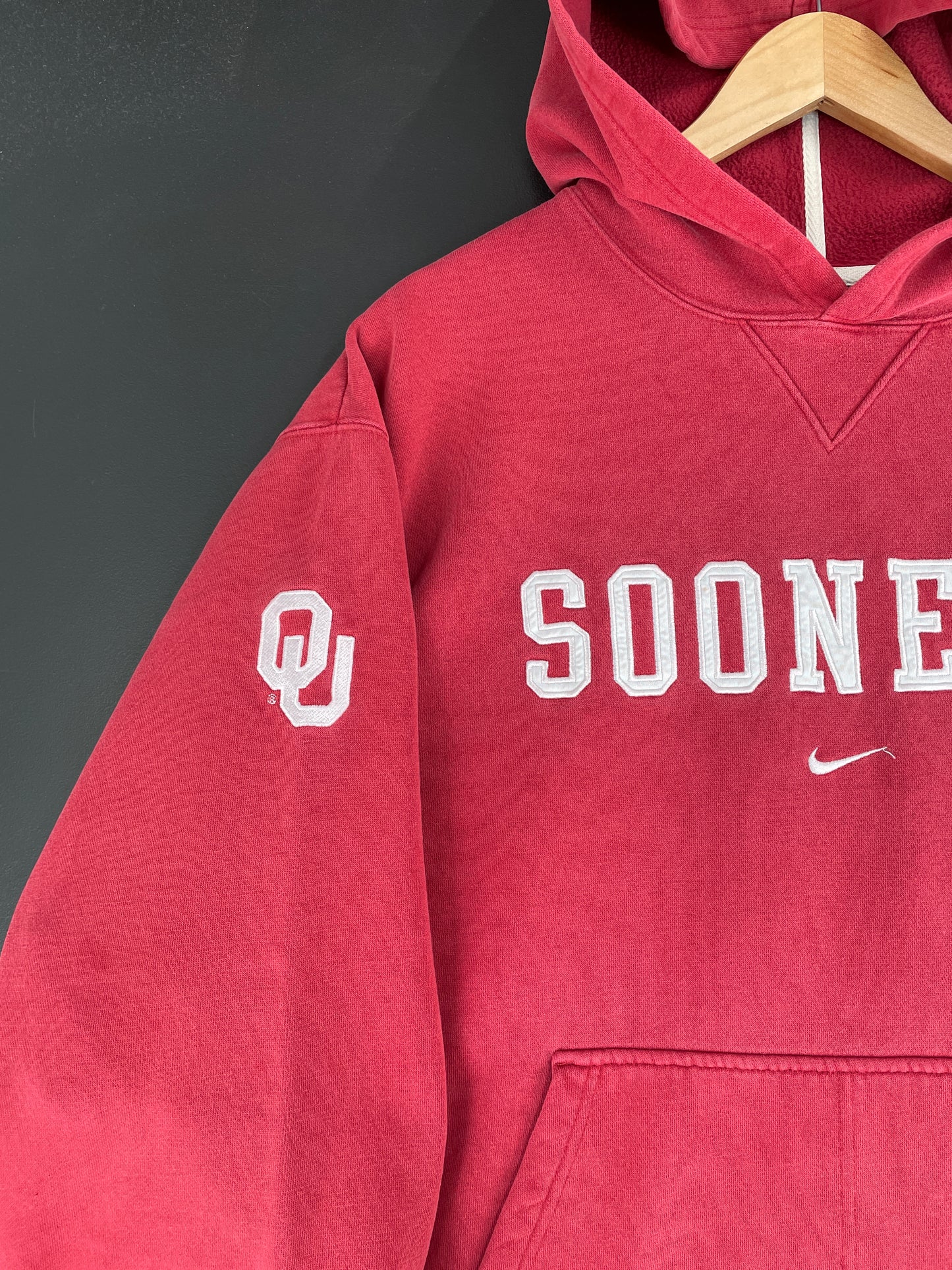 00' NIKE x OKLAHOMA SOONERS Size L Vintage College Hoodie Sweat-Shirt / F4969S