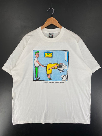 90's "WOULD YOU BAND ME THE HAIR BLOWER, HONEY?" Made in USA Size XL Vintage T-Shirts / F9680T